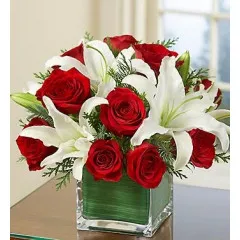 Arrangement of Red Roses and White Liliums - Turkey