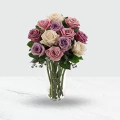 12 Pink and Purple Roses in a Vase - Namibia