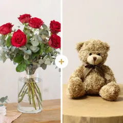 Sexta Red roses bouque and teddy bear - Portugal