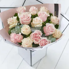 Beautifully Simple Pink Rose Bouquet. - United Kingdom