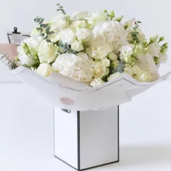 Beautifully Simple Showstopper White Flower Bouquet. - United Kingdom