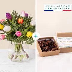 Bouquet de tulipes et ses amandes au chocolat - France
