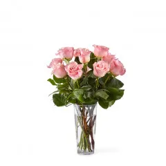 12 Long Stem Pink Rose Bouquet - Canada