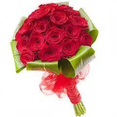 bukiet berło miłości, 21 czerwonych róż związanych wstążką, bukiet miłosny