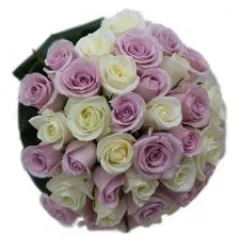Bridal White and Lilac Roses bouquet - Israel