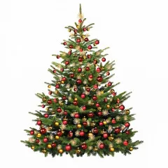 Decorated Christmas tree, gold and red decorations for Christmas trees