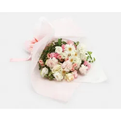 "Mother's Day" white & pink hand-tied bouquet