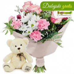 Bukiet Pastelowy z misiem