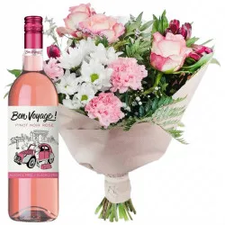 Pastel bouquet with Bon Voyage non-alcoholic wine!