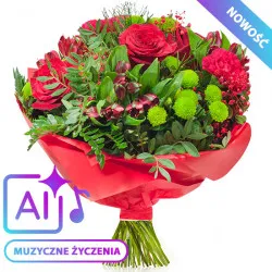 Bukiet Love Story z muzycznymi życzeniami (AI)