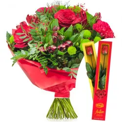 Bukiet Love Story z czekoladową różą Bolci