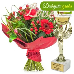 Bukiet My Love + statuetka Najlepsza Żona 