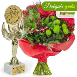 Bukiet Love story + statuetka Kocham Cię 