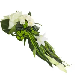 Modern funeral spray of white lilies