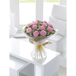 Bukiet Ręcznie Wiązanych Różowych Róż