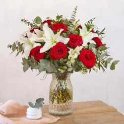 Arrangement of Roses with Lilies