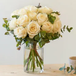 15 Short-stemmed White Roses