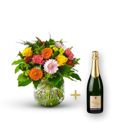 Colorful bouquet with Champagne