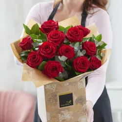 12 Red Rose Hand-Tied