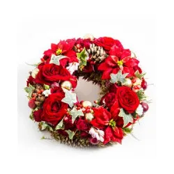 Christmas Wreath with Flowers