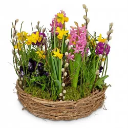 Planted Basket Colorful spring wreath