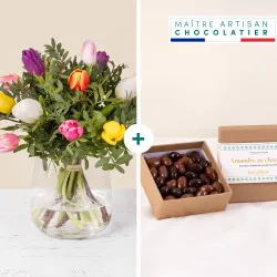 Bouquet de tulipes et ses amandes au chocolat