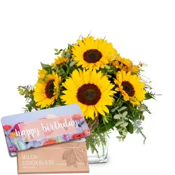 Bukiet kwiatów „Sunflowers Pure” z tabliczką czekolady Munz