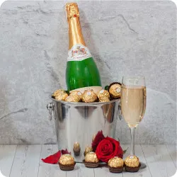 Elegant wine cooler with champagne