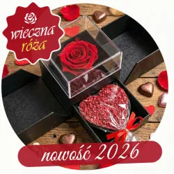 Wieczna róża w szkatułce z czekoladą