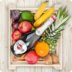 Fruit box with champagne