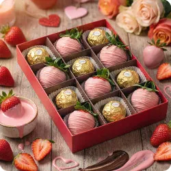 Chocolate strawberries with Raffaello