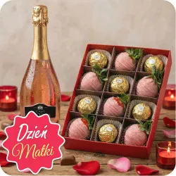 Chocolate strawberries with Ferrero Rosher and Prosecco
