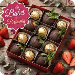 Dark And Gold Strawberries in Dark Chocolate with Ferrero Rocher