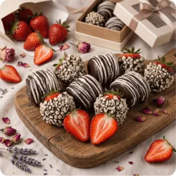 Chocolate-covered strawberries and bananas