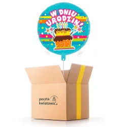 W dniu urodzin - tort - balon z helem