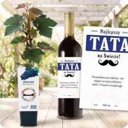 Winorośl z personalizowanym winem dla Taty