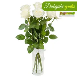 7 białych róż