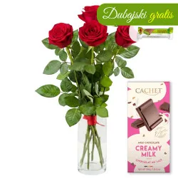 5 czerwonych róż z czekoladą