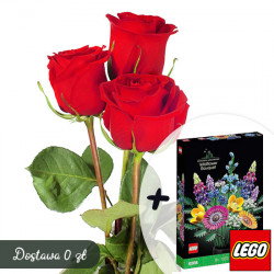 Czerwone róże z klockami LEGO