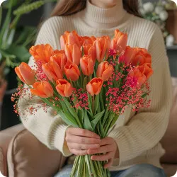 A bouquet of cordial tulips