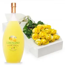 12 yellow roses with Limoncino