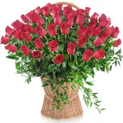 100 roses in a basket