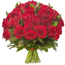 Bouquet of 30 roses with red ribbon