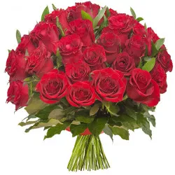 Bouquet of 30 roses with red ribbon