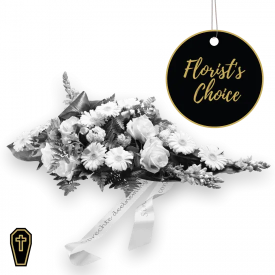 Funeral spray - arrangement with ribbon
