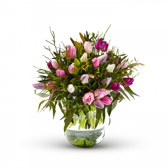 Bukiet z tulipanów w pastelowych kolorach