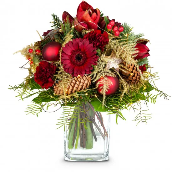 Flower bouquet Winter Time with Christmas lights