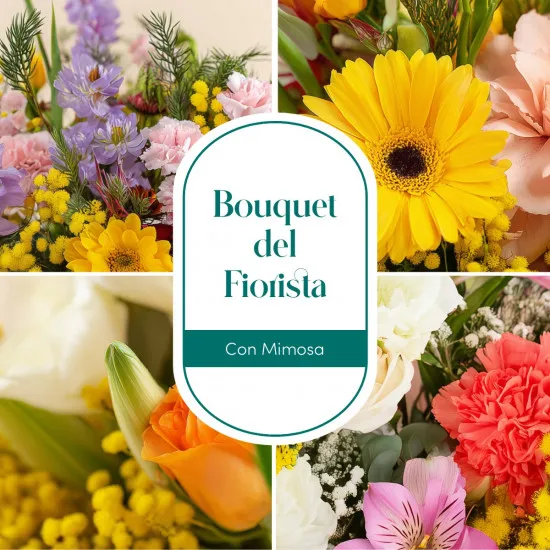 Florist bouquet with mimosa