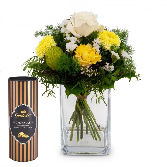 Flower bouquet Sunshine with Gottlieber cocoa almonds