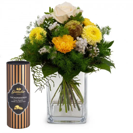 Flower bouquet Sunshine with Gottlieber cocoa almonds